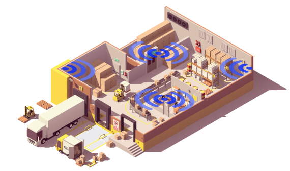 Indoor Tracking halle mit Beacon Sendern